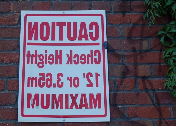 A sign that was printed backwards.