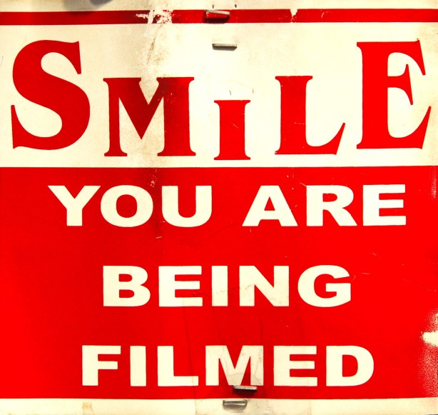 Smile, you are being filmed!  Seen at the St. Lawrence Market