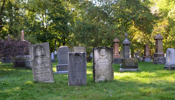 A view of St. Andrews Bendale showing a number of tombstones both old and new