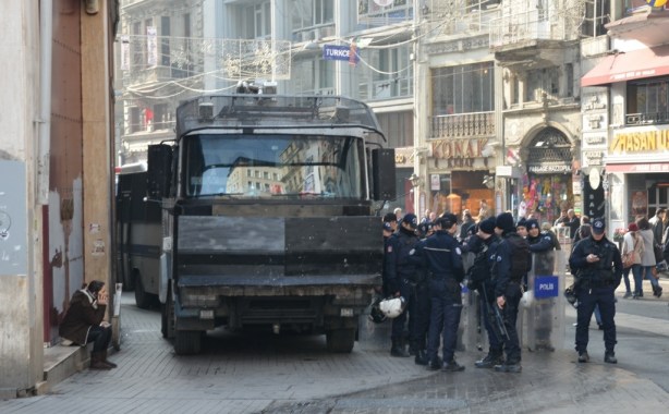 police in riot assembling on one of the side streets in Istanbul close to Taksim Square