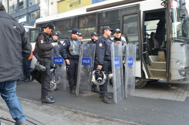 police in riot assembling on one of the side streets in Istanbul close to Taksim Square