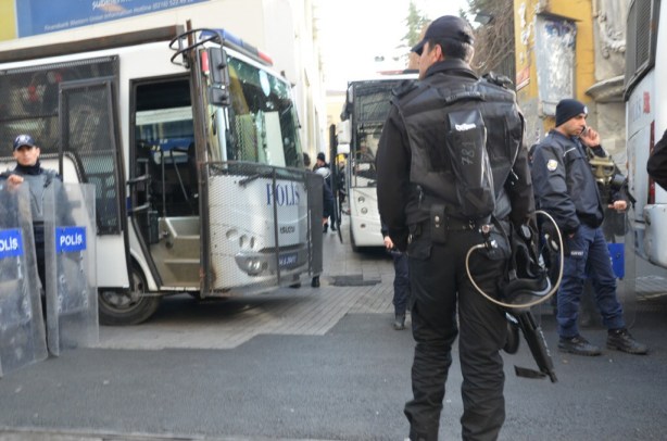 police in riot assembling on one of the side streets in Istanbul close to Taksim Square