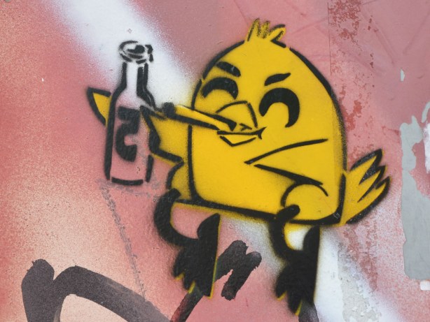 Uber 500's little yellow bird shows up on this street too