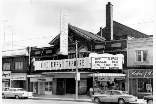 old photo of the Crest Theatre from the late 60's or early 70's.