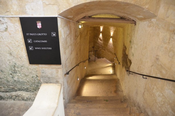 entrance to St. Pauls grotto, stairs in the limestone going down
