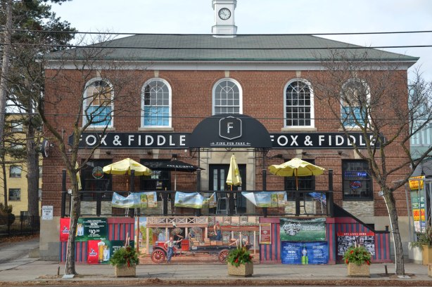 Fox and Fiddle bar, a two storey brick building, 