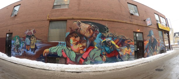 fish eye pens photo of the whole Chinatown mural