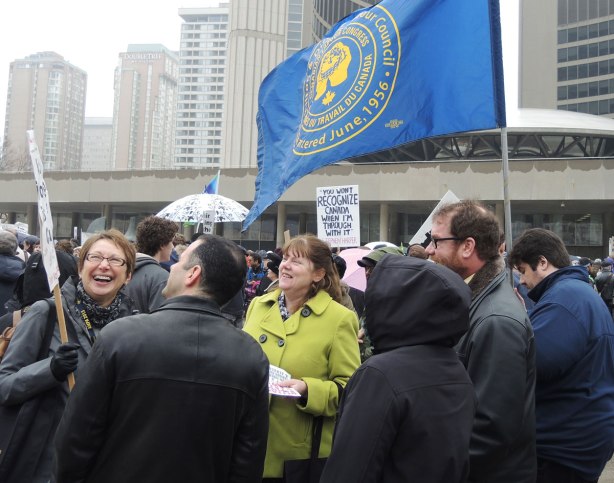 protesters at a rally.  