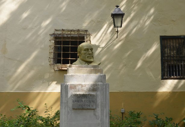 picture taken in the old part of the city of Havana Cuba - a bust of Santiago Ramon y Cajal on a pedestal in a park 