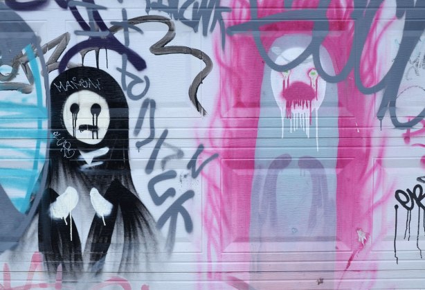 graffiti on a garage door