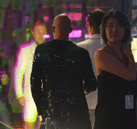 people interacting with an anaglyphic mirror at the 10th luminato festival, hearn generating station