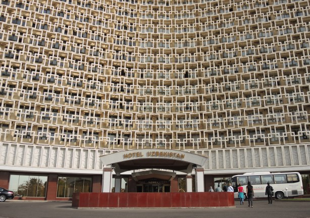 front facade of Hotel Uzbekistan in Tashkent