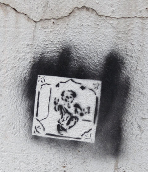 small black and white stencil