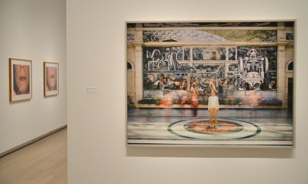 three suzy lake photos, one of her in front of a mural and two are close ups of her face 