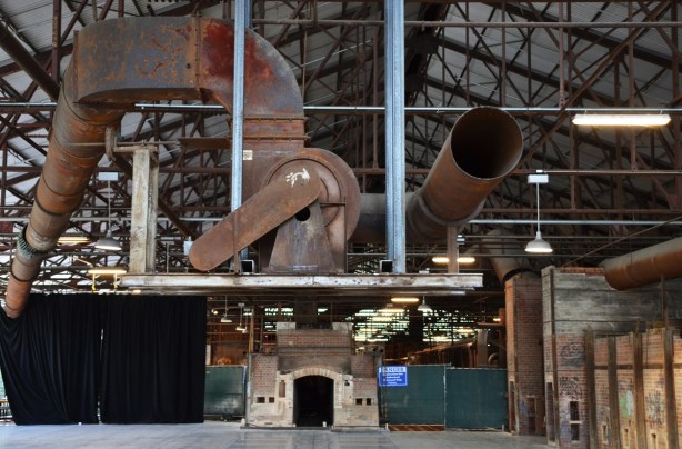 large ceiling pipes, exhaust system for old brickworks kilns, some of the old kilns as well 
