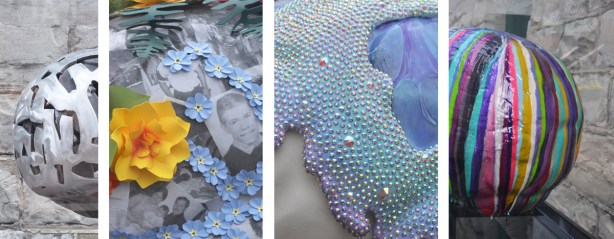 four sections of four different brain sculptures