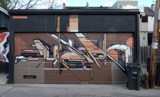 geometric abstract mural in browns and greys, by mediah,