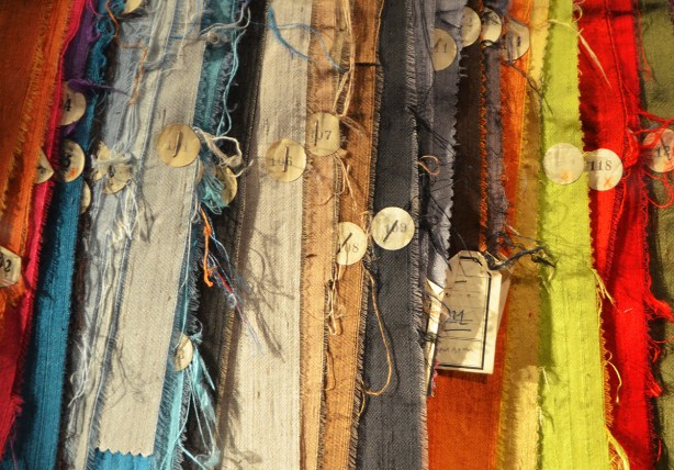 silk fabric samples of many different colour 