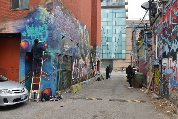 painting the Mike Kennedy tribute mural