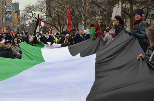 protest at Trumps decision to recognize Jerusalem as capital of Israel, University Ave. 