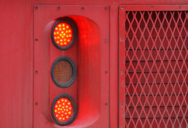 back lights and part of the red of the back of a TTC streetcar