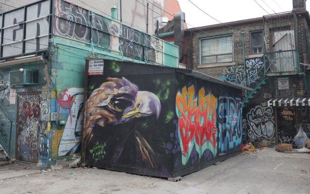 street art painting of an eagle's head