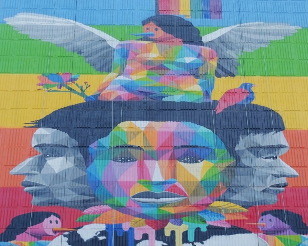 very top part of mural, equilibrium by okudart 