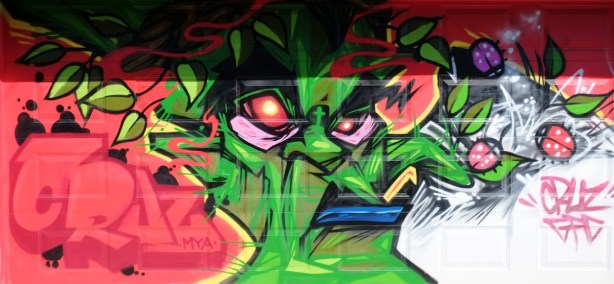 mural by cruz 1, green angry face