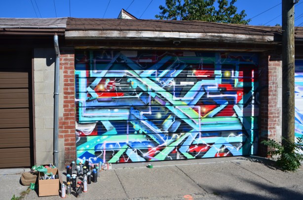 lines all over the place, abstract picture, mural