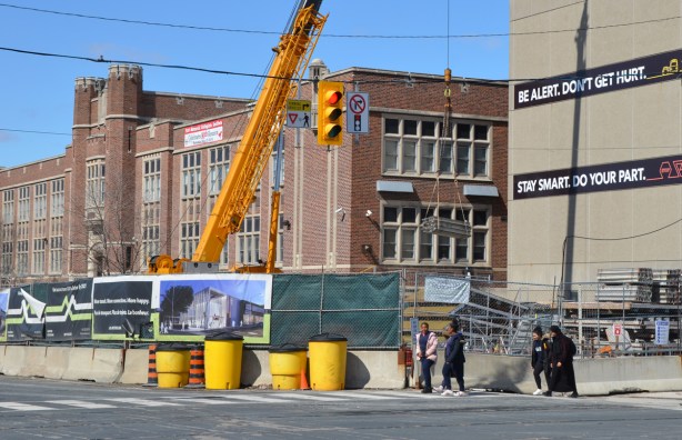 Eglinton Crosstown LRT construction at Keele, in front of