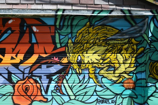 braes butterfly mural on garage door