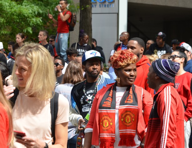 Raptors championship parade day, , women and men in the corwd