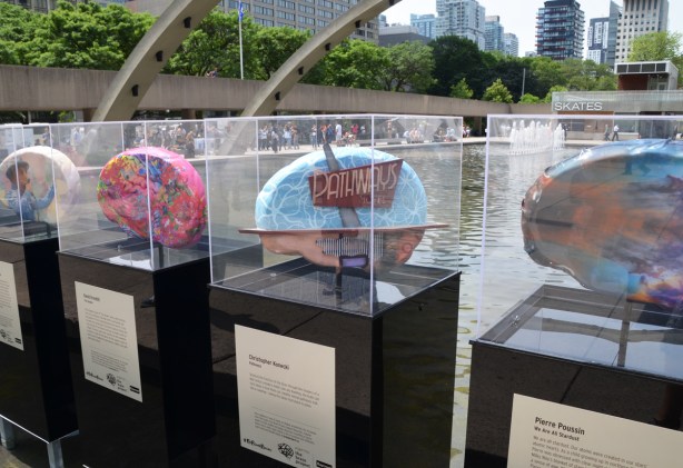 brain sculptures on display at Nathan Phillips