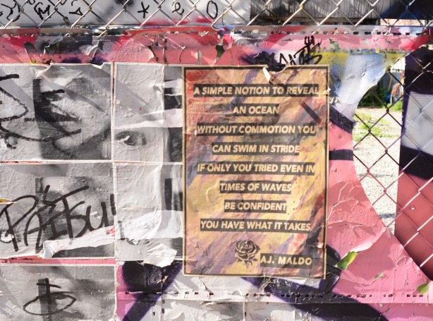 a poster with a saying or perhaps poes credited to A.J. Maldo 