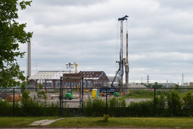 construction on flood control measures in the Port Lands 