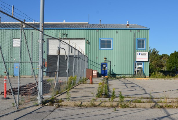 empty United Rentals building in the Port Lands 