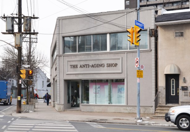 at the corner of Davenport and Belmont is the Anti Aging Shop