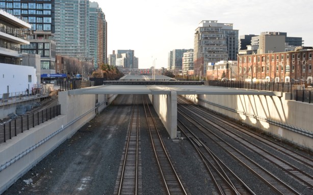 railway tracks north of Garrison crossing looking towards Strachan Ave 