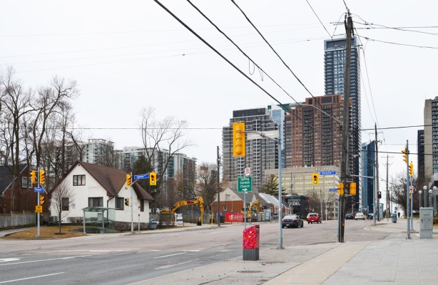 Sheppard Ave East looking west towards Yonge street from Kenneth and Leona streets 