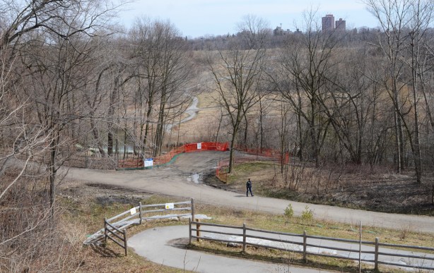 winding path down the hill from Chorley Park to the Beltline trail and Brick works park