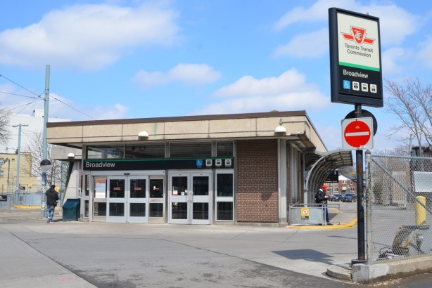 Broadview subway station, west side, 