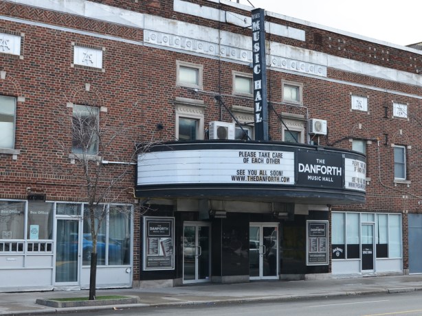 front of Danforth Music Hall on the Danforth 