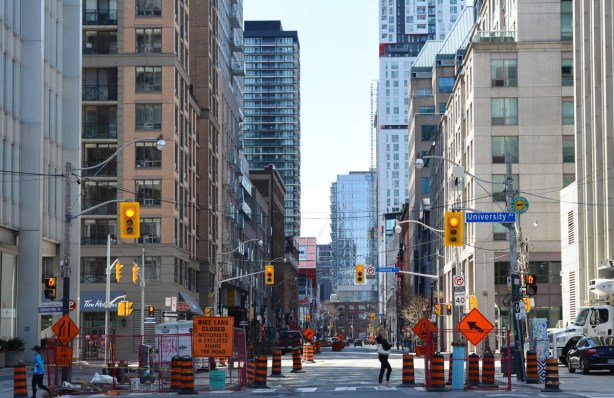 Richmond street, construction, looking west from University Ave 