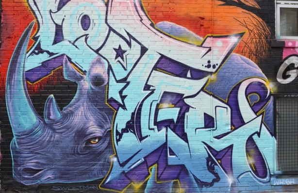Nick Sweetman mural of a rhinoceros 