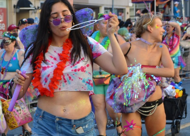 blowing bubbles, pride parade 