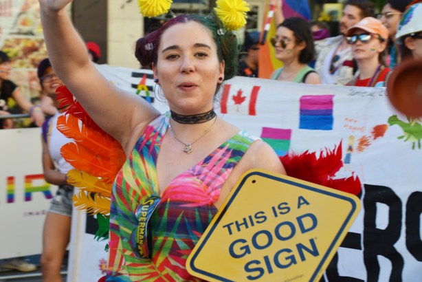 pride parade, woman, this is a good sign 