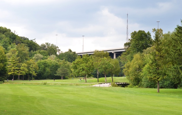 Don Valley golf course from the north end, looking towards the 401 bridge over the valley