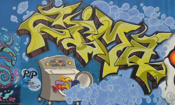 green text, with a machine 