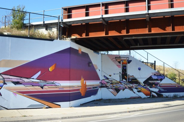 part of a mural by Mediah IAH Digital, train underpass on Finch Ave in Scarborough 
