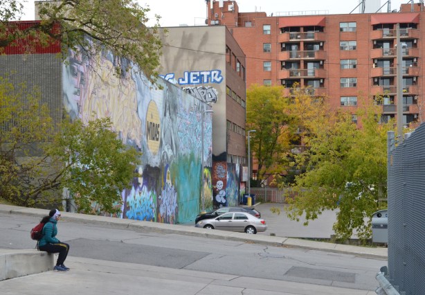 street art on the back of the midas building, parking lot behind Keele subway station 